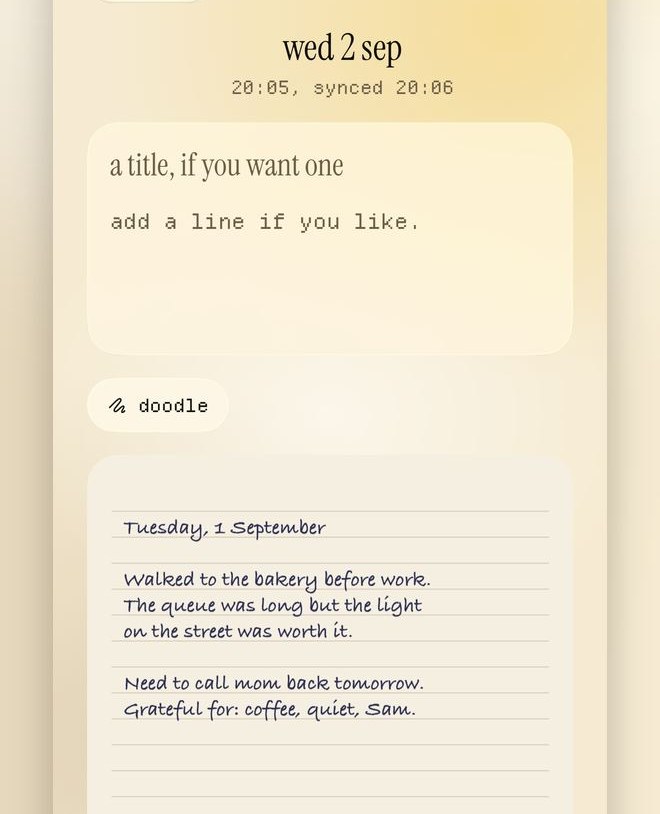 an entry with a photographed handwritten page kept below the text