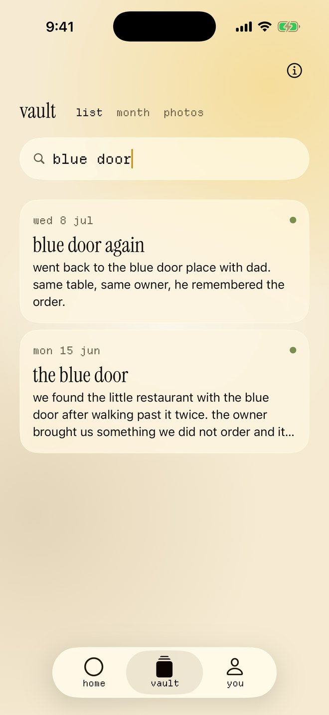 the vault, searching for the words blue door and finding two entries